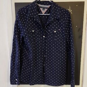 Tommy Hilfiger Navy Polka Dot Blouse 
20” PTP